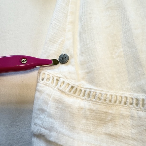 The Normal Brand Size S White Bell Sleeve Mini Dress Slub Twill Boho Tassel Trim - Picture 12 of 16